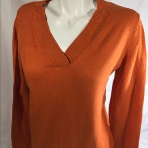 Gap Women Orange Blouse Long Sleeve V-neck  Size M
